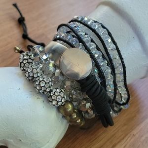 Lot of 4 beaded adjustable leather bracelets